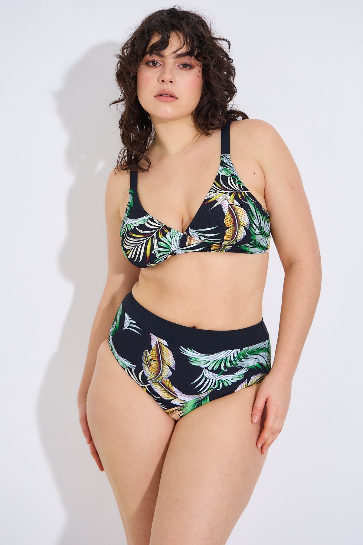 Grande Taille Deux Pièces Bas Taille Haute Imprimé